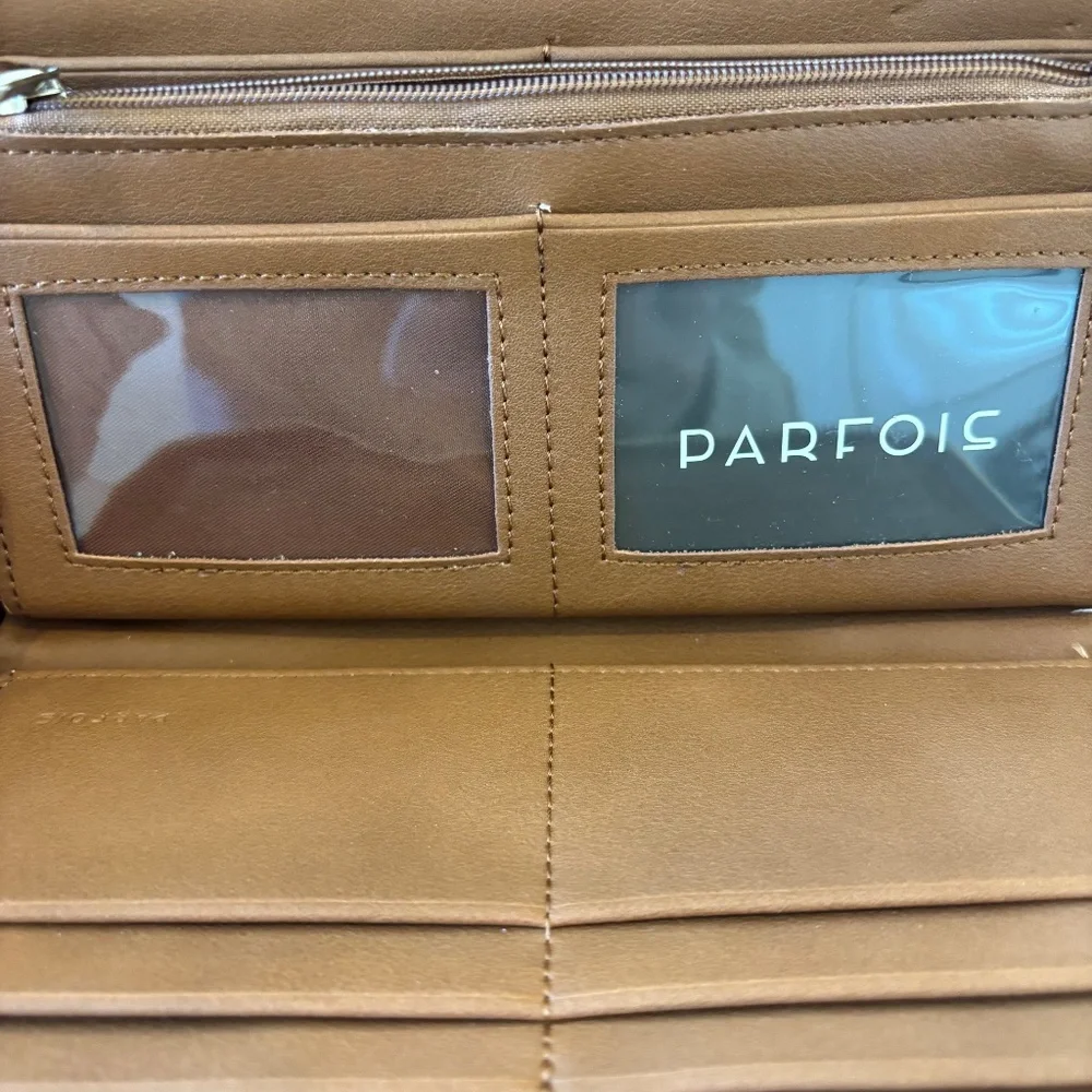 Parfois Two-Tone Colorblock Wallet - Red/Brown Suede - Celine Style